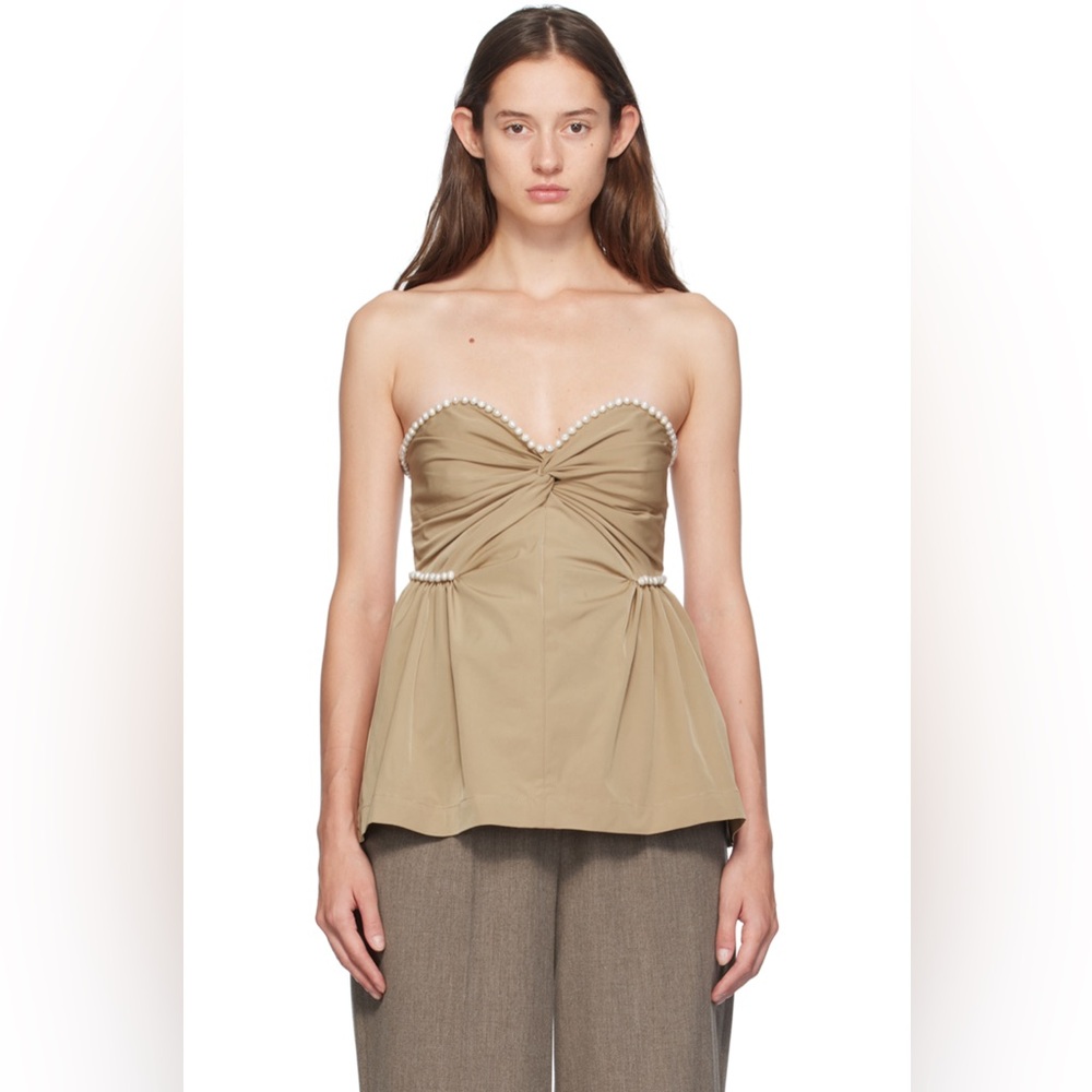 Kika Vargas Tan Strapless Top